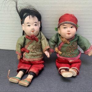 Pair of Chinese Composite/ Dolls Vintage Pre-WW2